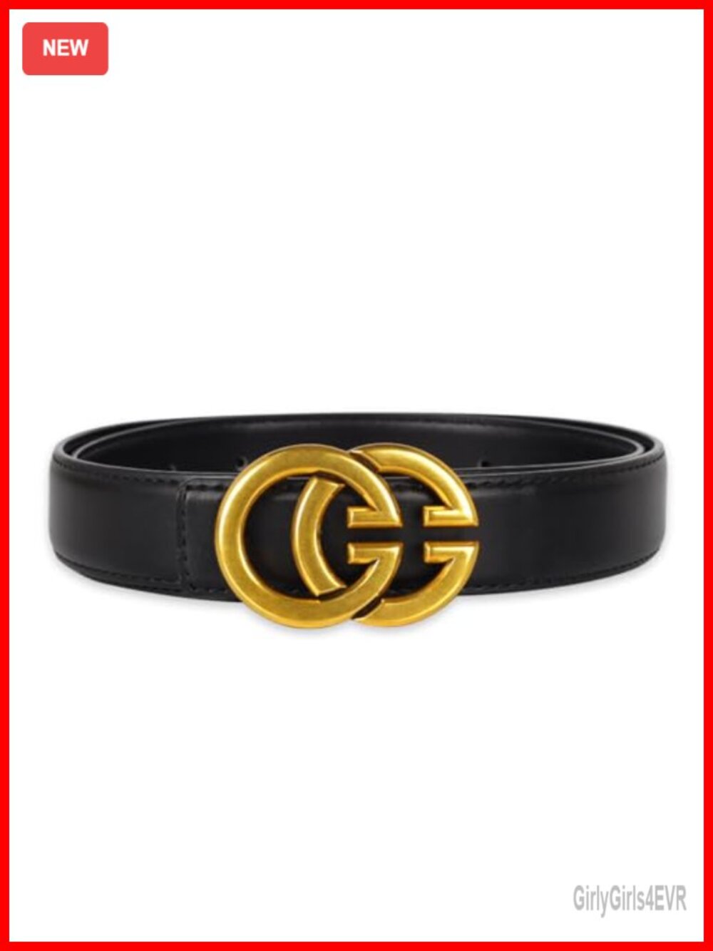 Women's Classic Leather Belt with Gold Buckle for Jeans Dresses Coats